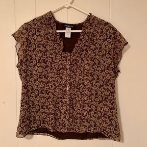 Jones New York floral brown & tan blouse size 12P